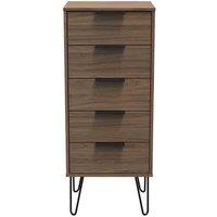 Welcome Furniture Ready Assembled Hirato 5 Drawer Locker - Carini Walnut, Brown