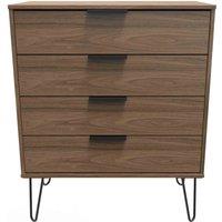 Welcome Furniture Ready Assembled Hirato 4 Drawer Chest - Carini Walnut, Brown