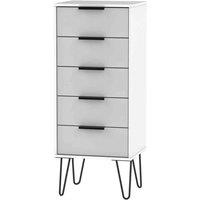 Welcome Furniture Ready Assembled Hirato 5 Drawer Locker - Grey Matt and White, White