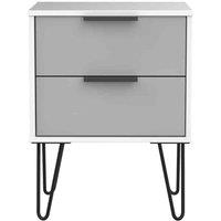 Welcome Furniture Ready Assembled Hirato 2 Drawer Locker - Grey Matt and White, Grey