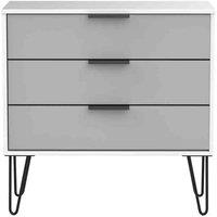Welcome Furniture Ready Assembled Hirato 3 Drawer Chest - Grey Matt and White, White