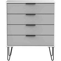 Welcome Furniture Ready Assembled Hirato 4 Drawer Chest - Grey Matt and White, White