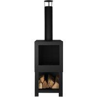 Fancy Flames Square Black Terrace Heater with Wood Store, Black