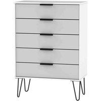 Welcome Furniture Ready Assembled Hirato 5 Drawer Chest - Grey Matt and White