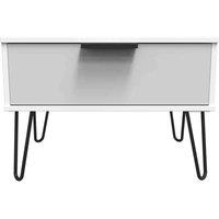 Welcome Furniture Ready Assembled Hirato 1 Drawer Midi Chest With Legs - Grey Matt and White, Grey