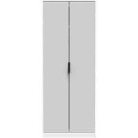 Welcome Furniture Ready Assembled Hirato Tall Plain Wardrobe - Grey Matt and White, Grey