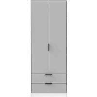 Welcome Furniture Ready Assembled Hirato Tall 2 Drawer Wardrobe - Grey Matt and White, Grey