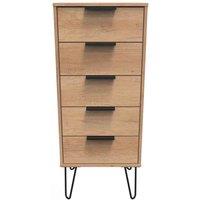 Welcome Furniture Ready Assembled Hirato 5 Drawer Locker - Nabraska Oak, Brown