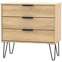 Welcome Furniture Ready Assembled Hirato 3 Drawer Chest - Nabraska Oak, Brown