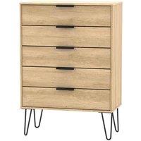 Welcome Furniture Ready Assembled Hirato 5 Drawer Chest - Nabraska Oak, Brown