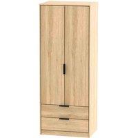 Welcome Furniture Ready Assembled Hirato Tall 2 Drawer Wardrobe - Nabraska Oak, Brown