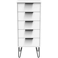 Welcome Furniture Ready Assembled Hirato 5 Drawer Locker - White Matt, White