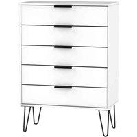 Welcome Furniture Ready Assembled Hirato 5 Drawer Chest - White Matt, White