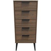Welcome Furniture Ready Assembled Hirato 5 Drawer Locker - Carini Walnut, Brown