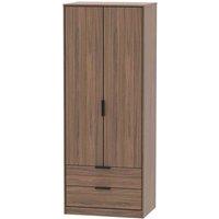 Welcome Furniture Ready Assembled Hirato Tall 2 Drawer Wardrobe - Carini Walnut, Brown