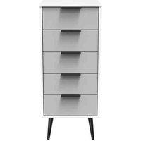 Welcome Furniture Ready Assembled Hirato 5 Drawer Locker - Grey Matt and White, White