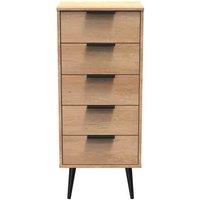 Welcome Furniture Ready Assembled Hirato 5 Drawer Locker - Nabraska Oak, Brown