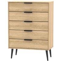 Welcome Furniture Ready Assembled Hirato 5 Drawer Chest - Nabraska Oak