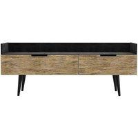 Ready Assembled Hirato Media Console Unit - Vintage Oak and Black, Multi