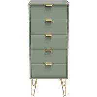 Welcome Furniture Ready Assembled Hirato 5 Drawer Locker -Reed Green, Green