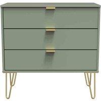 Welcome Furniture Ready Assembled Hirato 3 Drawer Chest -Reed Green, Green