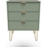 Welcome Furniture Ready Assembled Hirato 3 Drawer Midi Chest With Legs -Reed Green, Green