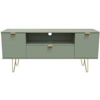 Ready Assembled Hirato 2 Door 1 Drawer Wide Tv Unit - Green, Green