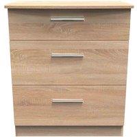 Welcome Furniture Ready Assembled Fourrisse 3 Drawer Deep Chest - Bardolino Oak, Brown