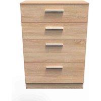 Welcome Furniture Ready Assembled Fourrisse 4 Drawer Deep Chest - Bardolino Oak