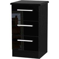 Welcome Furniture Ready Assembled Fourrisse 3 Drawer Locker - Black Gloss, Brown