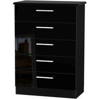 Welcome Furniture Ready Assembled Fourrisse 5 Drawer Chest - Black Gloss