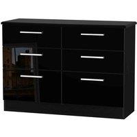 Welcome Furniture Ready Assembled Fourrisse 6 Drawer Midi Chest - Black Gloss, Black