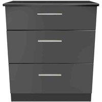 Welcome Furniture Ready Assembled Fourrisse 3 Drawer Deep Chest - Black Gloss, Black