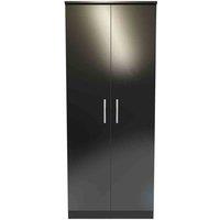 Welcome Furniture Ready Assembled Fourrisse 2ft6in Plain Wardrobe - Black Gloss, Black