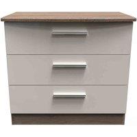 Welcome Furniture Ready Assembled Fourrisse 3 Drawer Chest - Kashmir Gloss and Darkolino, Cream
