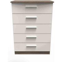 Welcome Furniture Ready Assembled Fourrisse 5 Drawer Chest - Kashmir Gloss and Darkolino, White