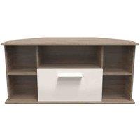 Ready Assembled Fourrisse Corner Tv Unit - Kashmir Gloss and Darkolino, Multi