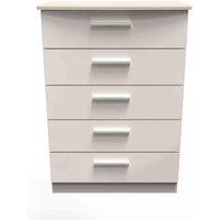 Welcome Furniture Ready Assembled Fourrisse 5 Drawer Chest - Kashmir Gloss, Cream