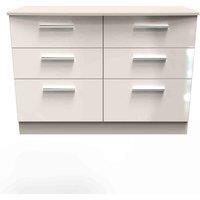 Welcome Furniture Ready Assembled Fourrisse 6 Drawer Midi Chest - Kashmir Gloss, Cream