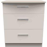 Welcome Furniture Ready Assembled Fourrisse 3 Drawer Deep Chest - Kashmir Gloss, Cream