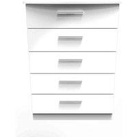 Welcome Furniture Ready Assembled Fourrisse 5 Drawer Chest - White Gloss, White