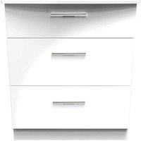 Welcome Furniture Ready Assembled Fourrisse 3 Drawer Deep Chest - White Gloss, White