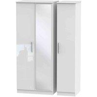 Welcome Furniture Ready Assembled Fourrisse Triple Mirrored Wardrobe - White Gloss, White