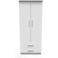 Welcome Furniture Ready Assembled Fourrisse 2ft6in 2 Drawer Wardrobe - White Matt, White