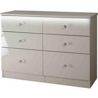 Welcome Furniture Ready Assembled Zodian 6 Drawer Midi Chest - Kashmir Gloss, White