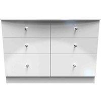 Welcome Furniture Ready Assembled Zodian 6 Drawer Midi Chest - White Gloss