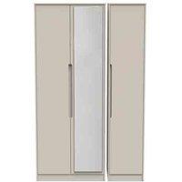 Welcome Furniture Ready Assembled Barquero Tall Triple Mirrored Wardrobe - Kashmir Matt, Cream