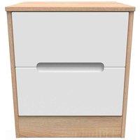Welcome Furniture Ready Assembled Barquero 2 Drawer Locker - White Matt and Bardolino Oak, White