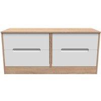 Ready Assembled Barquero 4 Drawer Bed Box - White Matt and Bardolino Oak, White