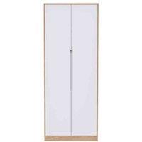 Welcome Furniture Ready Assembled Barquero Tall Plain Wardrobe - White Matt and Bardolino Oak, White
